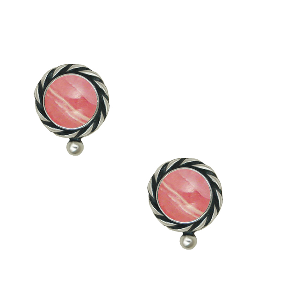 Sterling Silver Rhodocrosite Post Stud Earrings